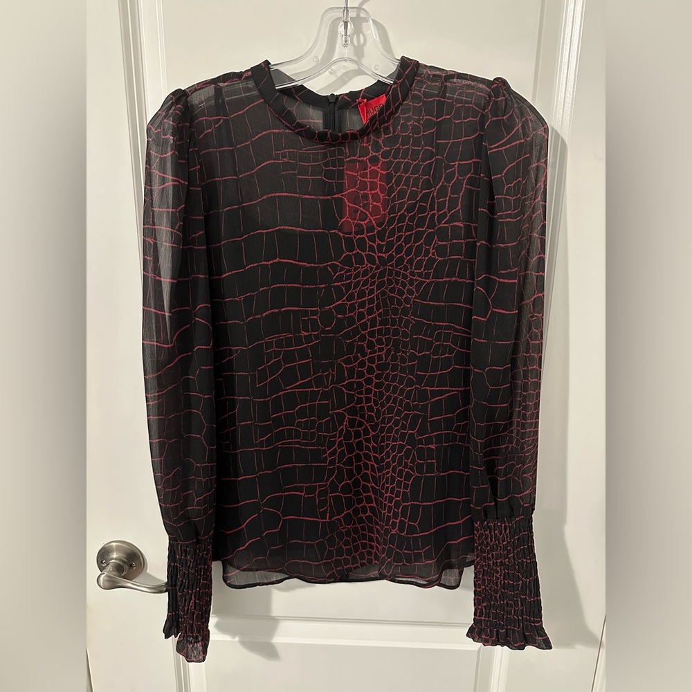 BNWT Hugo Boss Black and Red Patterned Blouse